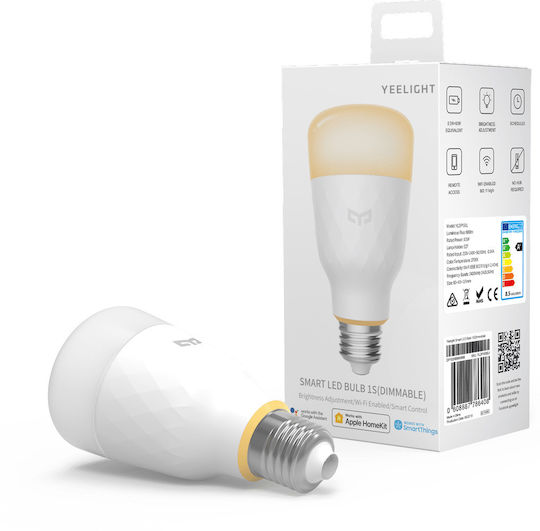 Yeelight Smart Λάμπα LED 8.5W για Ντουί E27 Θερμό Λευκό 800lm Dimmable