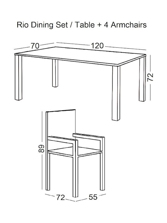 Garten- und Outdoor-Möbelsets Speisesaal Rio 5 Stück Braun E2406,S