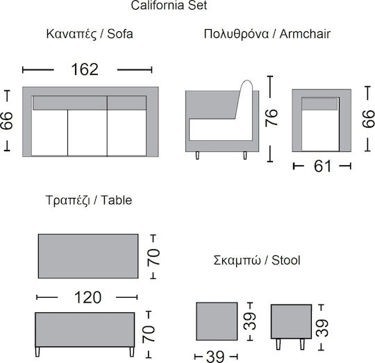 Garten- und Outdoor-Möbelsets Speisesaal California mit Kissen Natürliche 6 Stück E6755,1