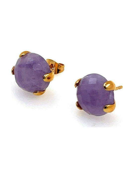 Earrings Bronzallure made of brass with purple stones