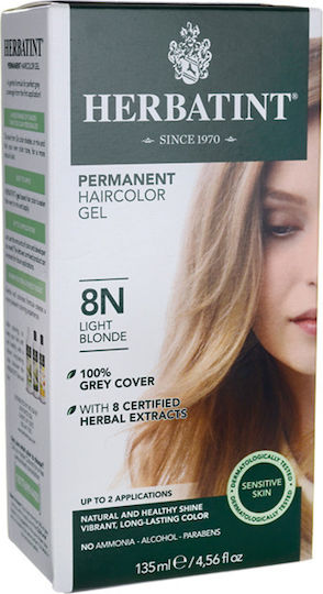 Herbatint Gel Permanent Vopsea de Păr Fără Amoniac 8N Blond Deschis 150ml