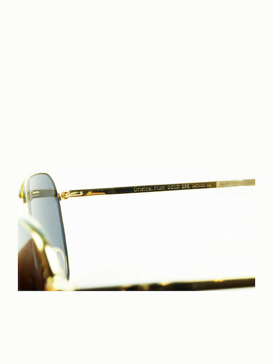 American Optical Original Pilot Men's Sunglasses with Gold Metal Frame and Green Lens