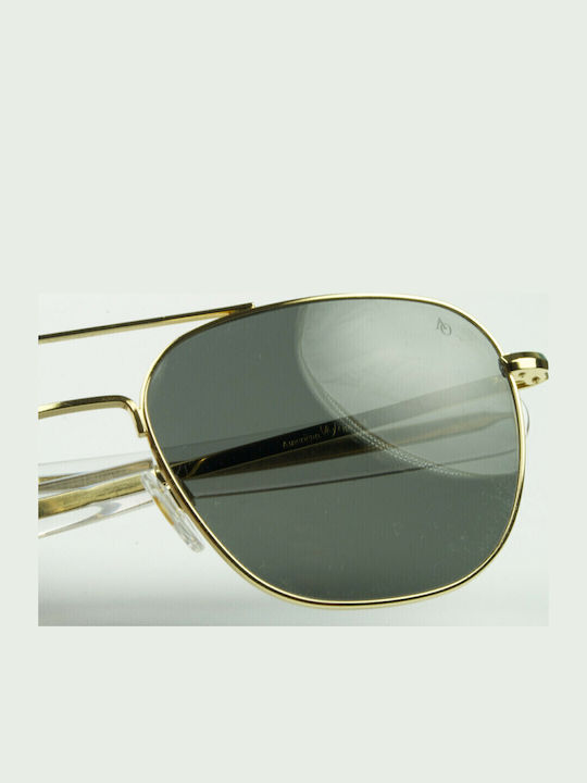 American Optical Original Pilot Men's Sunglasses with Gold Metal Frame and Green Lens