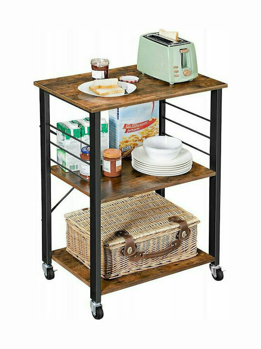 Vasagle Metal Kitchen Trolley 3 Tiers Black 60x40x89cm
