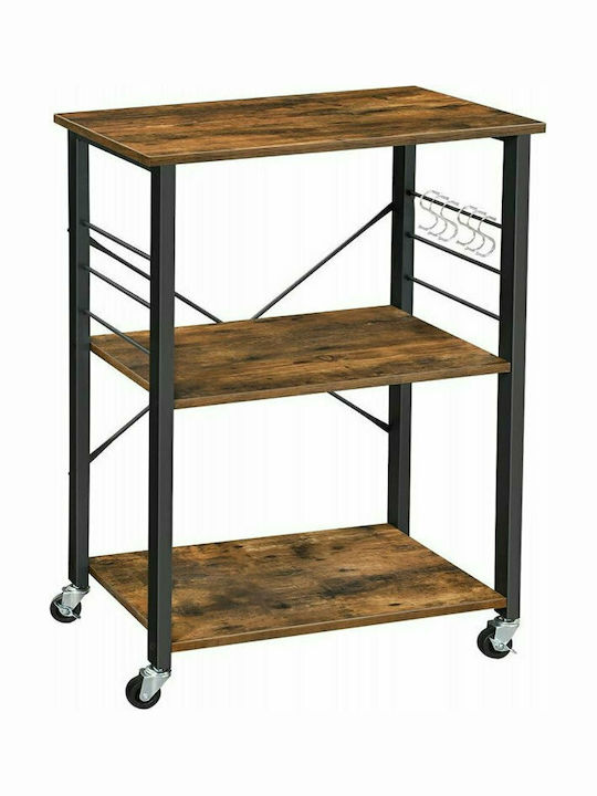 Vasagle Metal Kitchen Trolley 3 Tiers Black 60x40x89cm