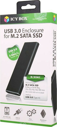 Icy Box Hard Drive Case M.2 SATA III with connection USB 3.0 in Schwarz color