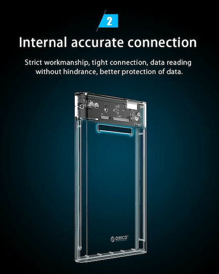 Orico Θήκη για Σκληρό Δίσκο 2.5" SATA III με σύνδεση USB3.0 σε Διάφανο χρώμα
