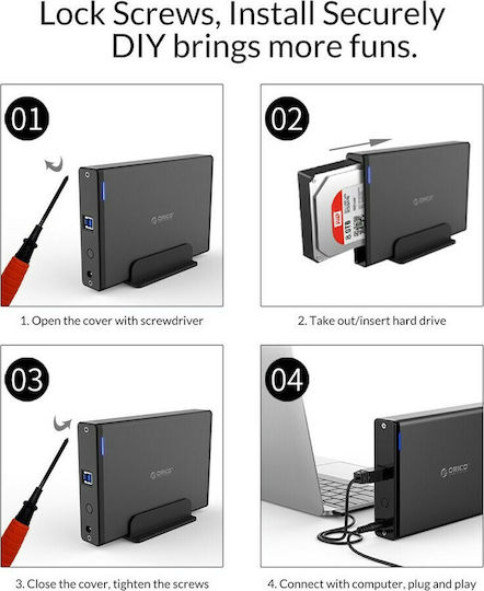 Orico Θήκη για Σκληρό Δίσκο 3.5" SATA III με σύνδεση USB3.0