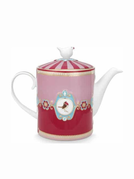 PiP Studio Love Birds Medalion Τσαγιέρα Πορσελάνης Ροζ 1300ml