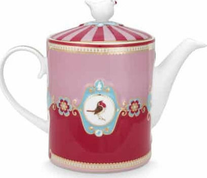 PiP Studio Love Birds Medalion Teekanne Porzellan Rosa 1300ml