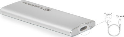 Transcend Θήκη για Σκληρό Δίσκο M.2 SATA III με σύνδεση USB3.0 σε Ασημί χρώμα