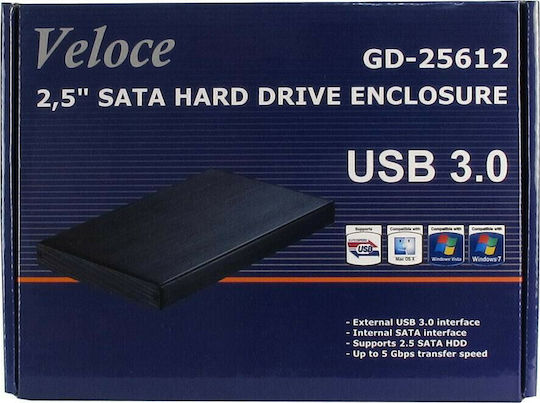 Inter-Tech Veloce GD-25612 Θήκη για Σκληρό Δίσκο 2.5" SATA III με σύνδεση USB 3.0