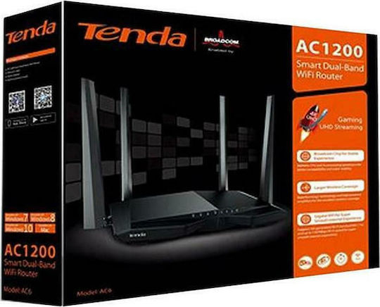 Tenda AC6 v1 Ασύρματο Router Wi‑Fi 5 με 3 Θύρες