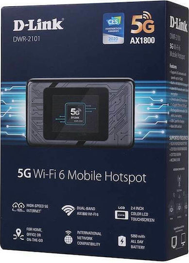 D-Link DWR-2101 Безжичен 5G Преносим хотспот Wi‑Fi 6 - Wi‑Fi 6