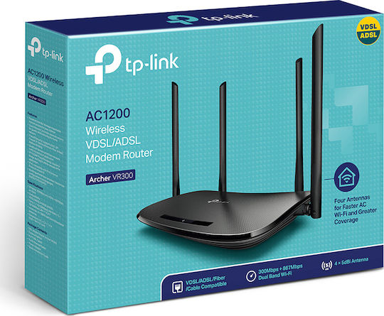 TP-LINK Archer VR300 v1 Ασύρματο VDSL2 Modem Router Wi‑Fi 5 με 4 Θύρες