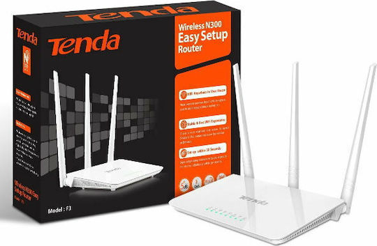 Tenda F3 v1 Ασύρματο Router Wi‑Fi 4 με 3 Θύρες