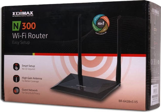 Edimax BR-6428nS v5 Ασύρματο Router Wi‑Fi 4 με 4 Θύρες