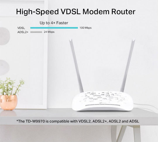 TP-LINK TD-W9970 v2 Wireless VDSL2 Modem Router Wi‑Fi 4 with 4 Ports