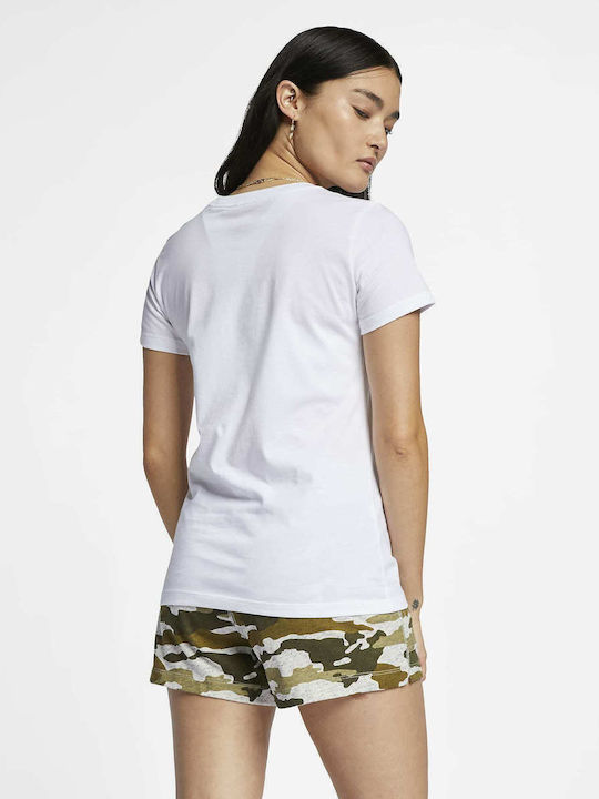 Nike Essential Αθλητικό Γυναικείο T-shirt Λευκό με Στάμπα