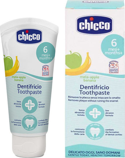 Chicco Baby Toothpaste for 6m+ with Apple & Banana Flavor Fluoride-Free 50ml