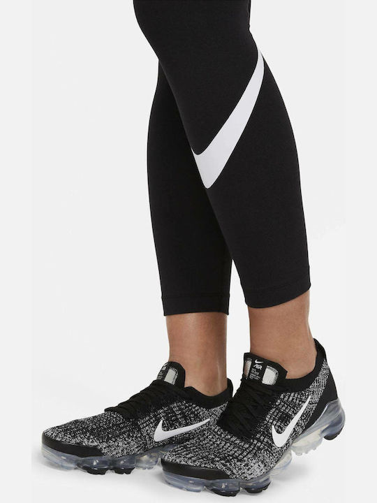 Essential Mid-Rise Swoosh Training Γυναικείο Cropped Κολάν Μαύρο