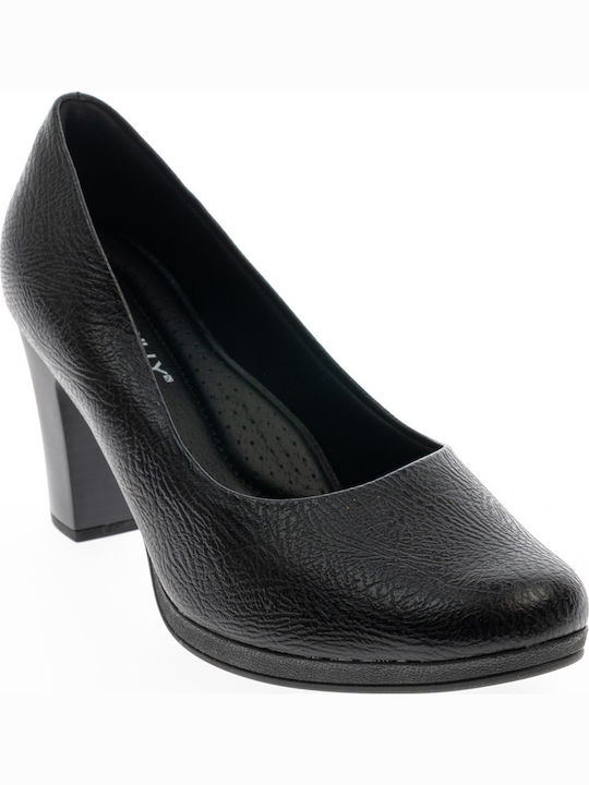 Piccadilly Anatomic Black Snake Medium Heels