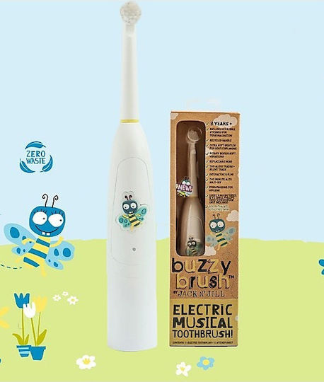 Jack n' Jill Buzzy Brush Periuță Electrică De Dinți Pentru Copii Pentru 3+ Ani Albă Cu Model Albă De Albina