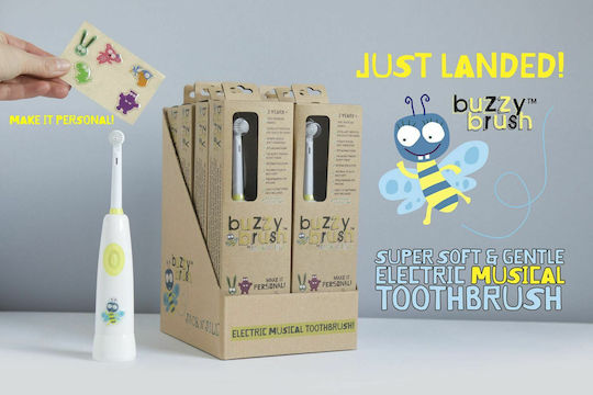 Jack n' Jill Buzzy Brush Periuță Electrică De Dinți Pentru Copii Pentru 3+ Ani Albă Cu Model Albă De Albina