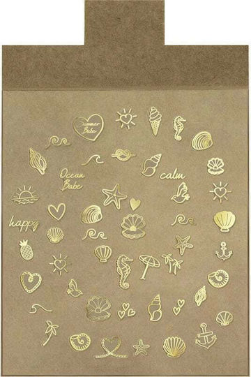 Essence Shell We Go To The Beach? 01 Stickers with Design,art stickers for Nails in Gold Color 50pcs