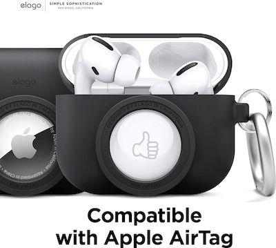 Elago AT Snapshot Hülle Silikon mit Haken in Schwarz Farbe für Apple AirPods Pro