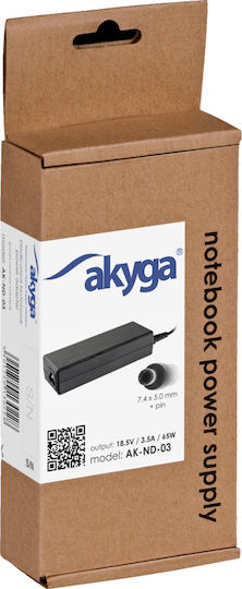 Akyga Φορτιστής Laptop 65W 18.5V 3.5A για HP χωρίς Καλώδιο Τροφοδοσίας