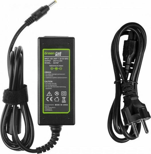 Green Cell Laptop Charger 45W 20V 2.25A for Lenovo with Detachable Power Cord