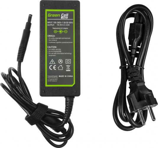 Green Cell Laptop Charger 65W 19.5V 3.33A for HP with Detachable Power Cord