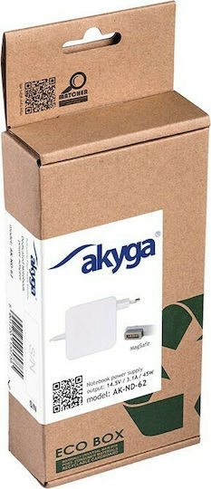 Akyga Laptop Charger 45W 14.5V 3.10A for Apple with Power Cord