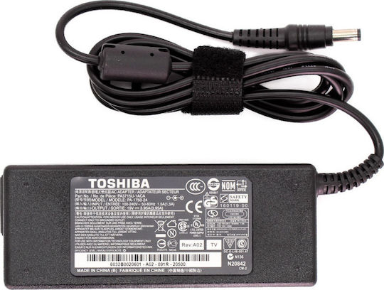 Toshiba Φορτιστής Laptop 75W 19V 3.95A για Toshiba με Αποσπώμενο Καλώδιο Τροφοδοσίας