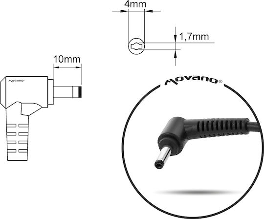 Mitsu Φορτιστής Laptop 90W 19.5V 4.62A για Dell με Αποσπώμενο Καλώδιο Τροφοδοσίας