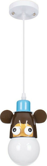 GloboStar Einfaches Kinderzimmer-Deckenleuchte Hängend aus Metall mit E27-Fassung Hellblau - Braun 10,5x13,5cm