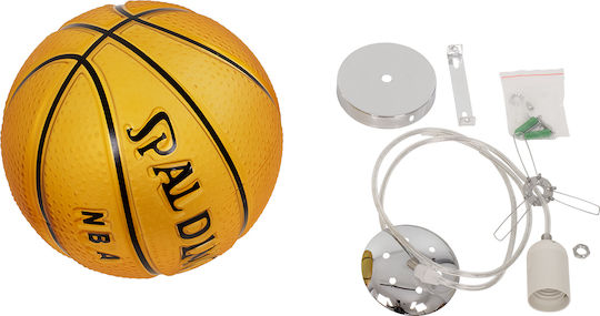 GloboStar Spalding Nba Μονόφωτο Παιδικό Φωτιστικό Κρεμαστό από Γυαλί με Υποδοχή E27 Πορτοκαλί 25x25cm