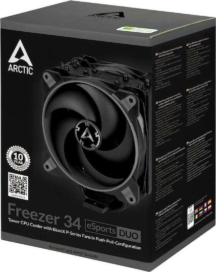 Arctic Freezer 34 eSports Duo Ψύκτρα Επεξεργαστή Διπλού Ανεμιστήρα για Socket AM4/AM5/1200/115x Γκρι