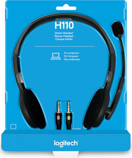 Logitech H110 On Ear Multimedia Headphone with Microphone 3.5mm Jack Gray