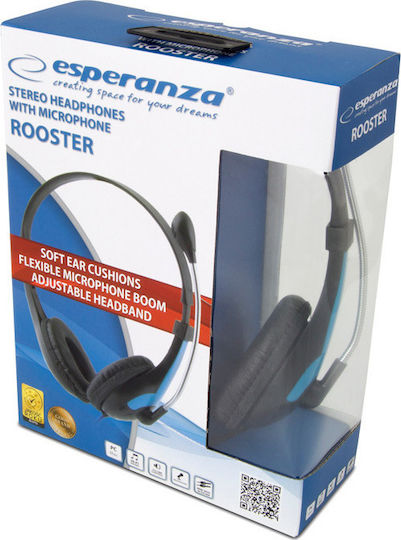 Esperanza EH158 On Ear Multimedia Ακουστικά με μικροφωνο και σύνδεση 3.5mm Jack σε Μπλε χρώμα
