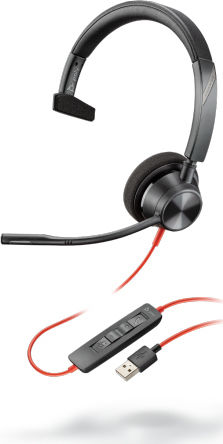 Poly Blackwire 3325-M На ушите Мултимедийни слушалки с микрофон и връзка 3,5 мм жак / USB-C в Червен цвят
