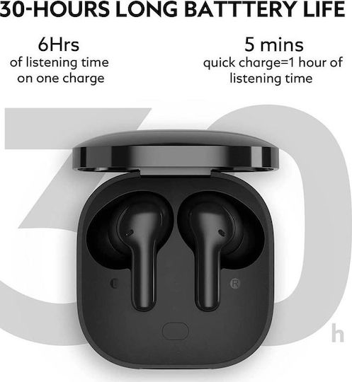QCY T13 In-ear Bluetooth Handsfree Ακουστικά με Αντοχή στον Ιδρώτα και Θήκη Φόρτισης Μαύρα