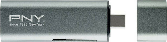 PNY Card Reader Type-C για SD/microSD Ασημί