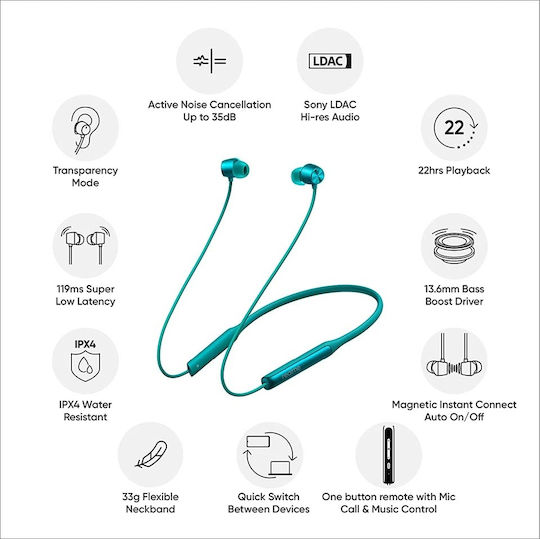 Realme Buds Pro Bluetooth-Freisprecheinrichtung Kopfhörer mit Schweißresistenz Grün