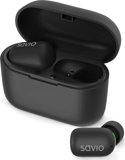 Savio TWS-09 In-ear Bluetooth Handsfree Ακουστικά με Θήκη Φόρτισης Μαύρα