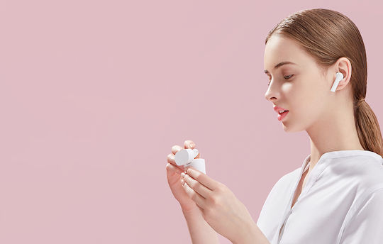 Haylou MoriPods Earbud Bluetooth Handsfree Ακουστικά με Θήκη Φόρτισης Ροζ