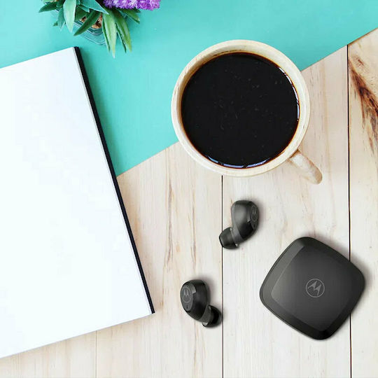 Motorola Vervebuds 100 Bluetooth Handsfree Ακουστικά με Αντοχή στον Ιδρώτα και Θήκη Φόρτισης Μαύρα