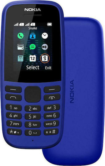 Nokia 105 (2019) Dual SIM Mobile with Buttons (English Menu) Blue