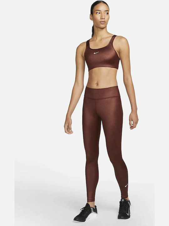 One Women's Cropped Yoga Legging Shiny Dri-Fit Brown